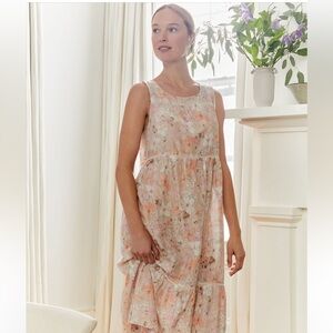 Haven Well Within Cotton Silk Watercolor Floral Sleep Dress Pink Medium